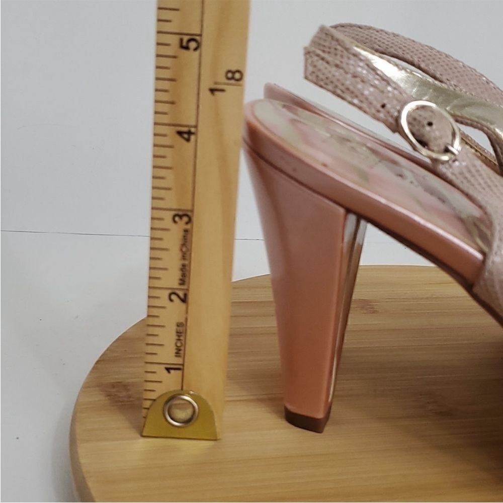 Anne Klein Europa Leather Pumps Pink Bow Tie Textured Slingback 4“ Heels Size 9 - Picture 3 of 8